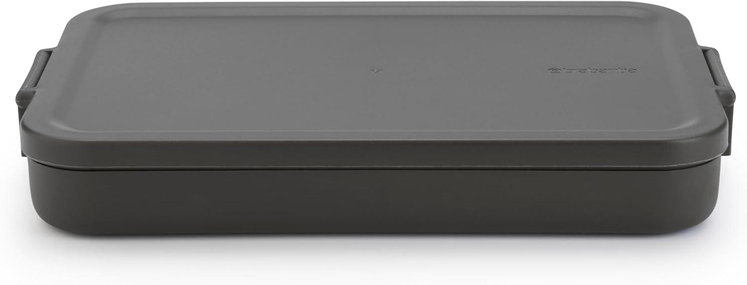 image:imageBrabantia Make amp Take Bento Lunch Box Dark Gray 2 Compartments amp Lidded Pot LiftOut Tray Divider BPAFree Airtight Snap Locks Microwave amp Freezer Safe Travel Meal Prep ContainerDark Gray