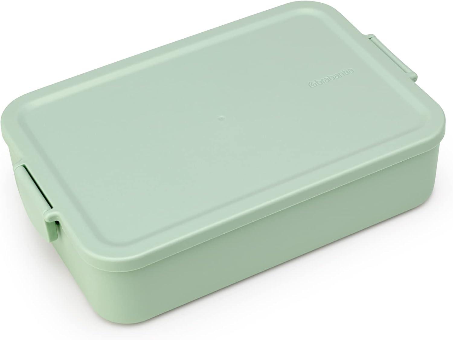 image:imageBrabantia Make amp Take Bento Lunch Box Dark Gray 2 Compartments amp Lidded Pot LiftOut Tray Divider BPAFree Airtight Snap Locks Microwave amp Freezer Safe Travel Meal Prep ContainerJade Green
