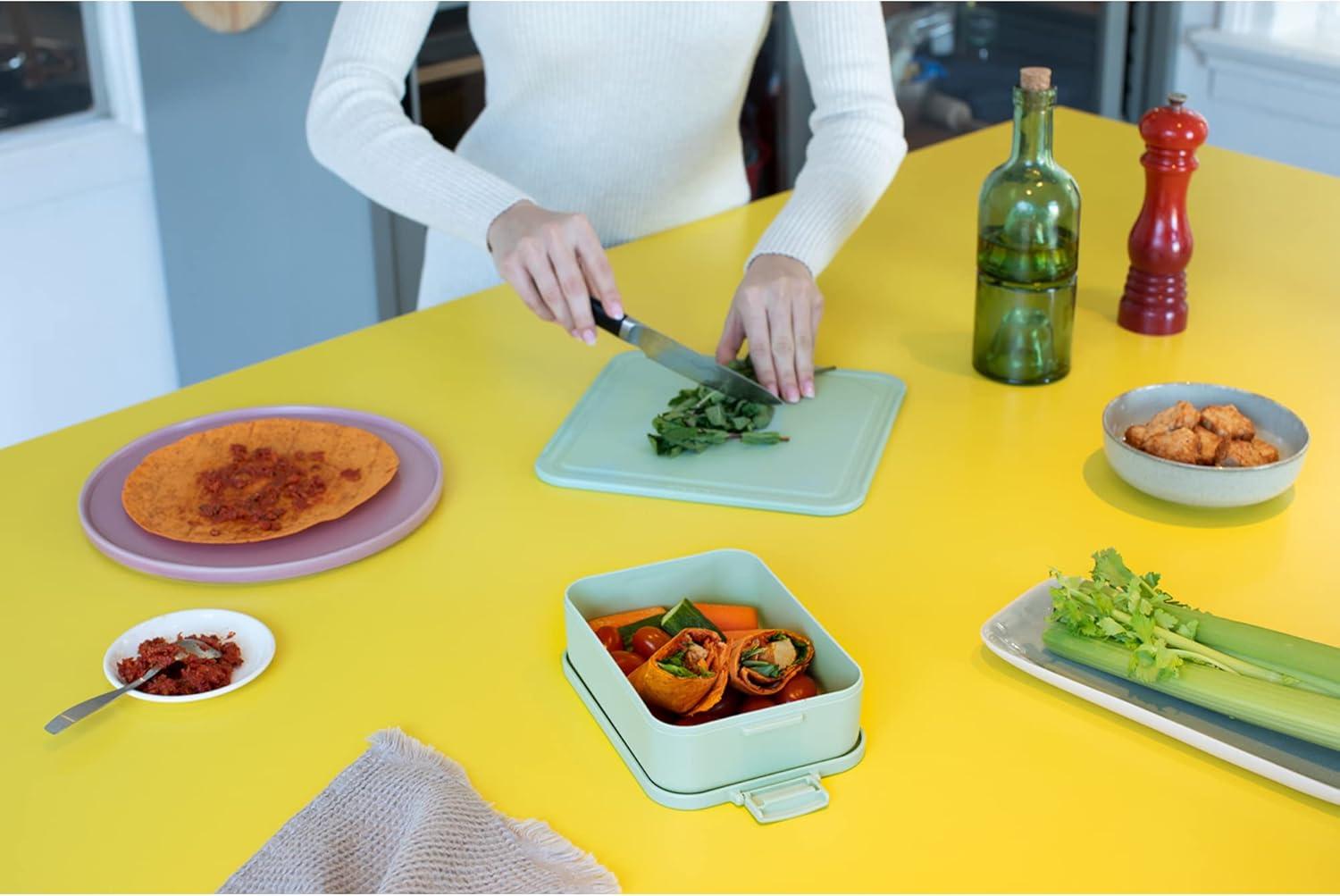 image:imageBrabantia Make amp Take Bento Lunch Box Dark Gray 2 Compartments amp Lidded Pot LiftOut Tray Divider BPAFree Airtight Snap Locks Microwave amp Freezer Safe Travel Meal Prep ContainerJade Green