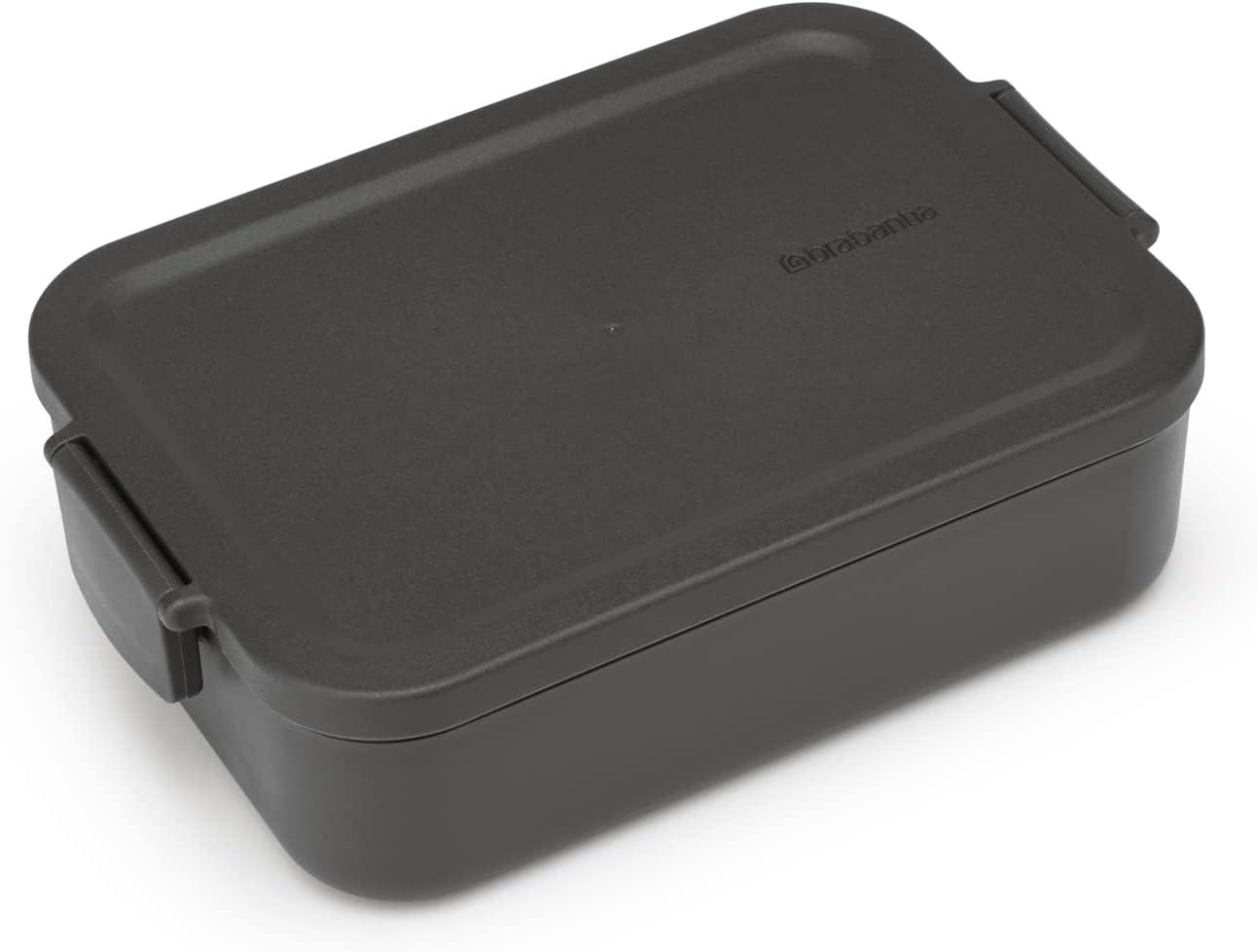 image:imageBrabantia Make amp Take Bento Lunch Box Dark Gray 2 Compartments amp Lidded Pot LiftOut Tray Divider BPAFree Airtight Snap Locks Microwave amp Freezer Safe Travel Meal Prep ContainerDark Gray
