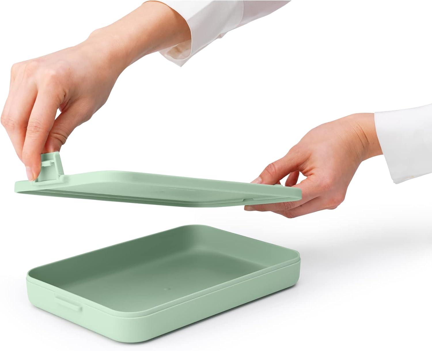 image:imageBrabantia Make amp Take Bento Lunch Box Dark Gray 2 Compartments amp Lidded Pot LiftOut Tray Divider BPAFree Airtight Snap Locks Microwave amp Freezer Safe Travel Meal Prep ContainerJade Green