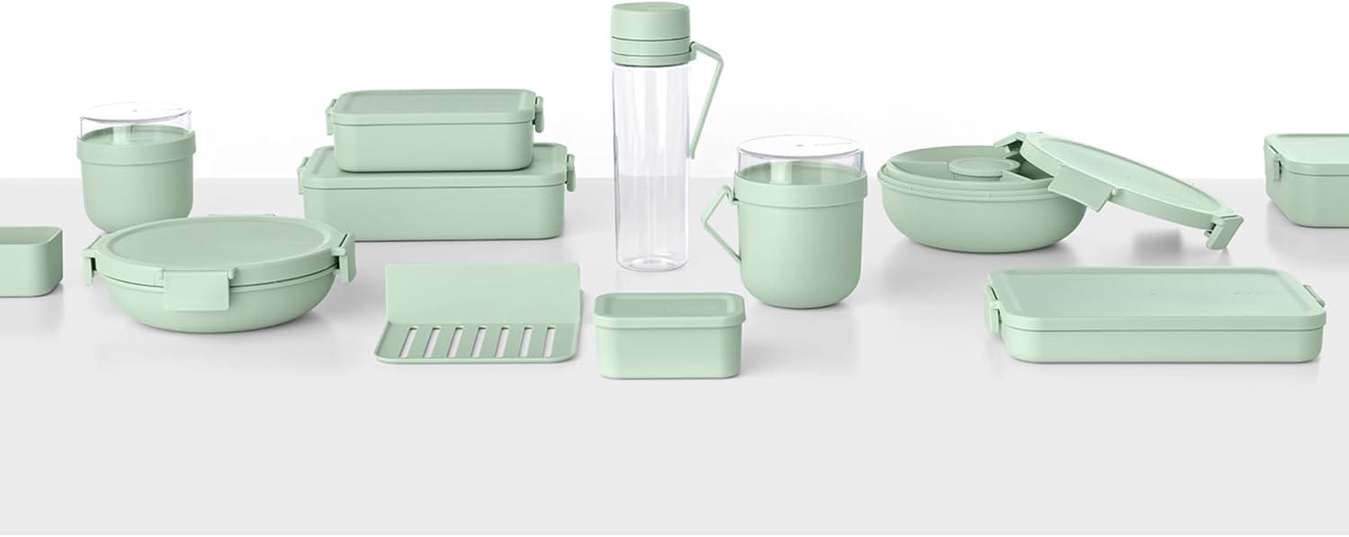 image:imageBrabantia Make amp Take Breakfast Bowl with Removable Clear Compartment for Toppings Jade Green 100 Leakproof Microwave amp Freezer Safe Oats Fruit Cereal Container 17 fl ozJade Green