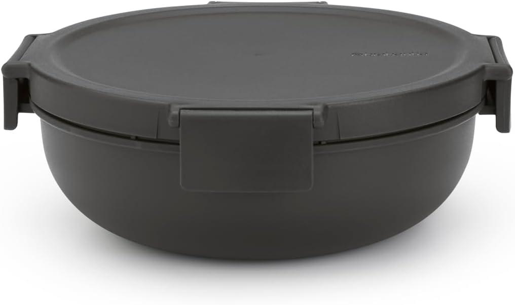 image:imageBrabantia Make amp Take Lunch Bowl Dark Gray 100 Leakproof Convenient Flat Design Microwave amp Freezer Safe Pasta Noodles Meal Prep ContainerDark Gray