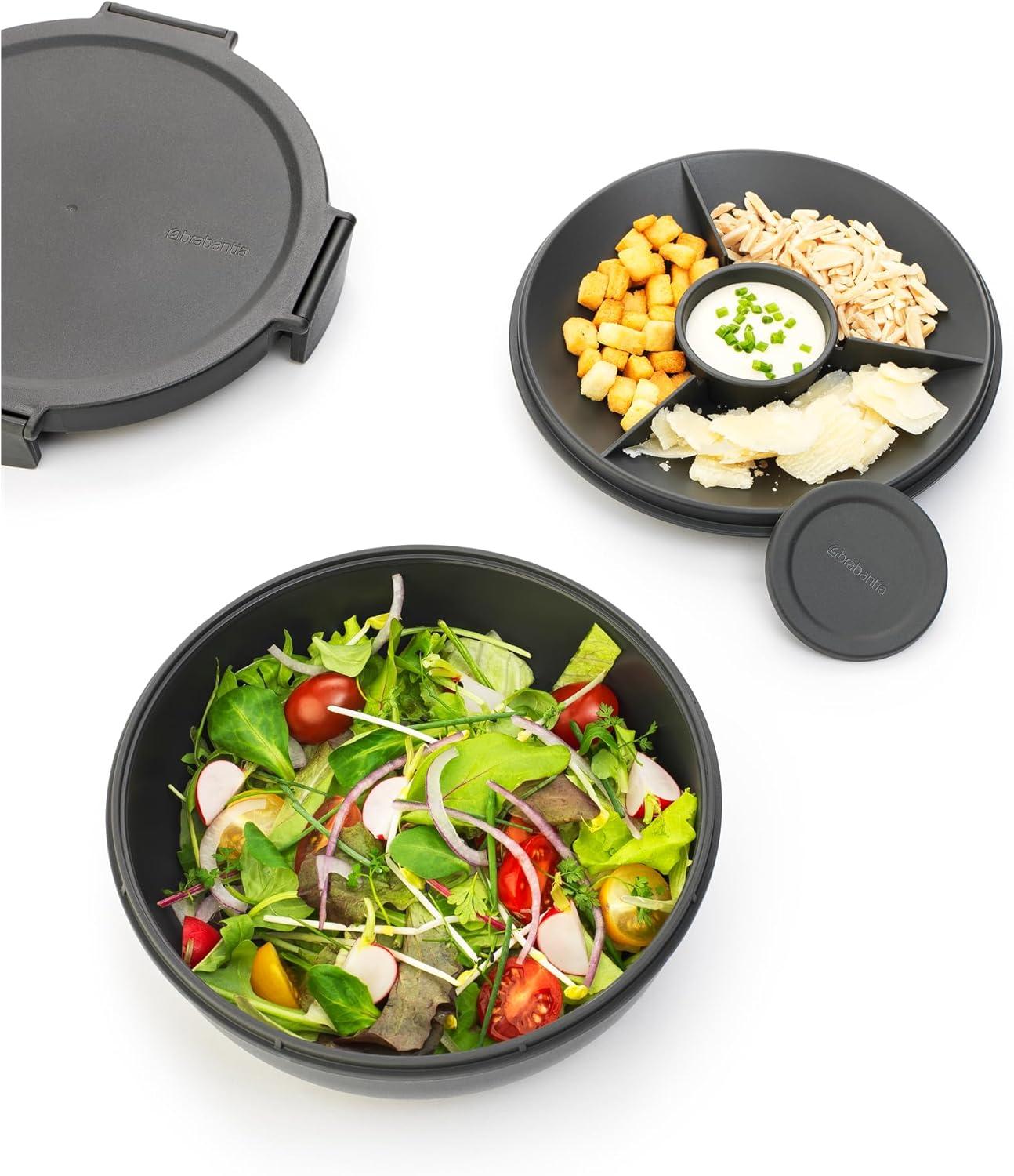 image:imageBrabantia Make amp Take Lunch Bowl Dark Gray 100 Leakproof Convenient Flat Design Microwave amp Freezer Safe Pasta Noodles Meal Prep ContainerDark Gray