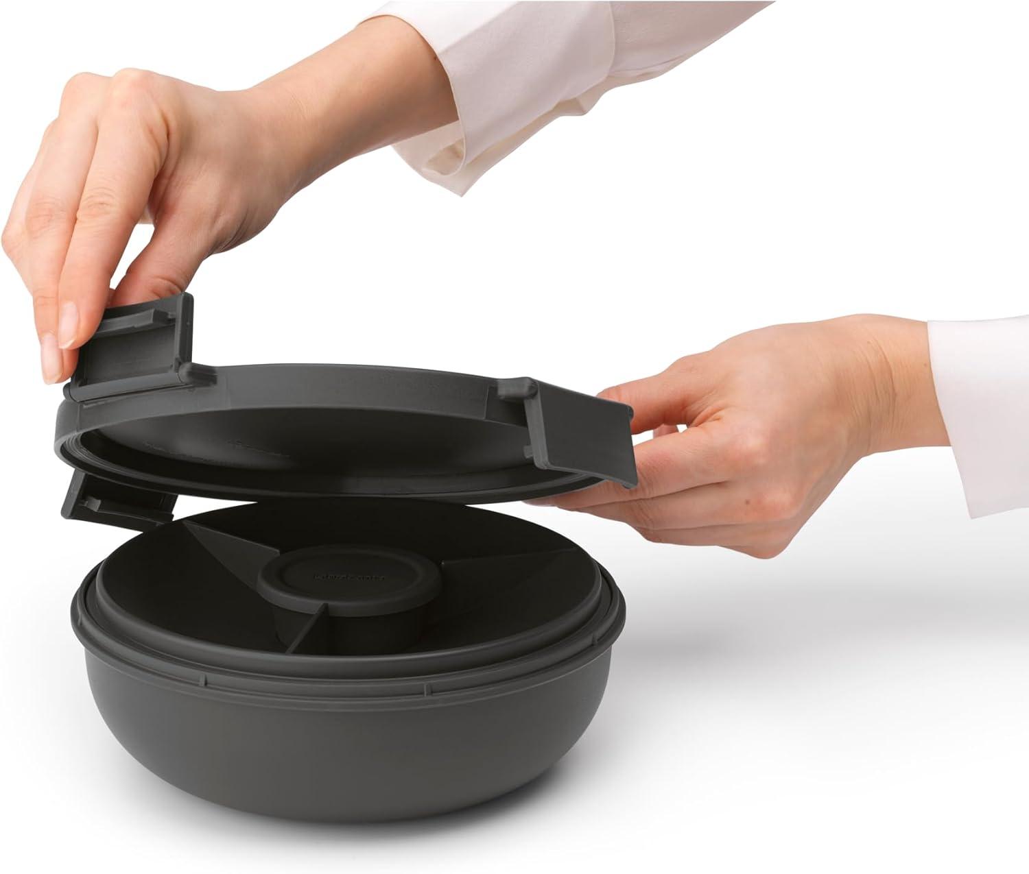 image:imageBrabantia Make amp Take Lunch Bowl Dark Gray 100 Leakproof Convenient Flat Design Microwave amp Freezer Safe Pasta Noodles Meal Prep ContainerDark Gray
