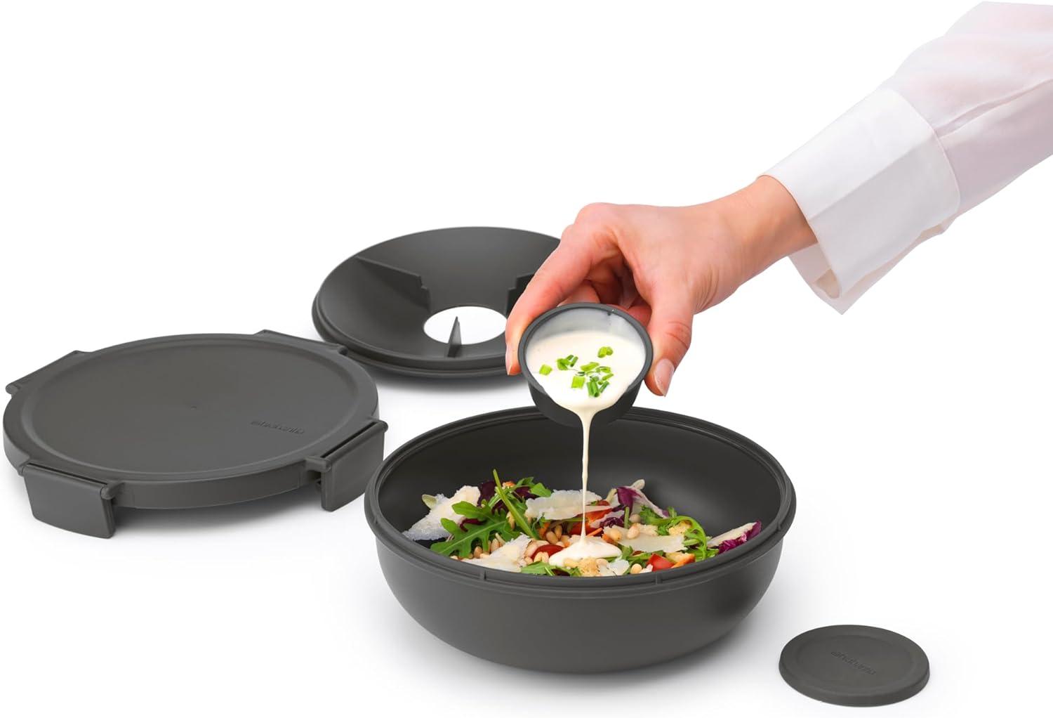 image:imageBrabantia Make amp Take Lunch Bowl Dark Gray 100 Leakproof Convenient Flat Design Microwave amp Freezer Safe Pasta Noodles Meal Prep ContainerDark Gray