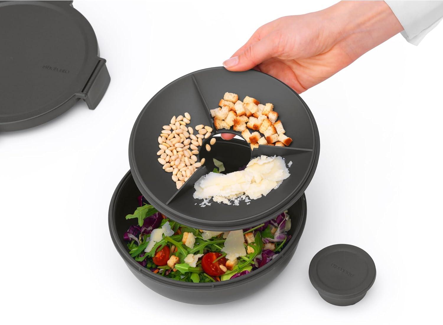 image:imageBrabantia Make amp Take Lunch Bowl Dark Gray 100 Leakproof Convenient Flat Design Microwave amp Freezer Safe Pasta Noodles Meal Prep ContainerDark Gray