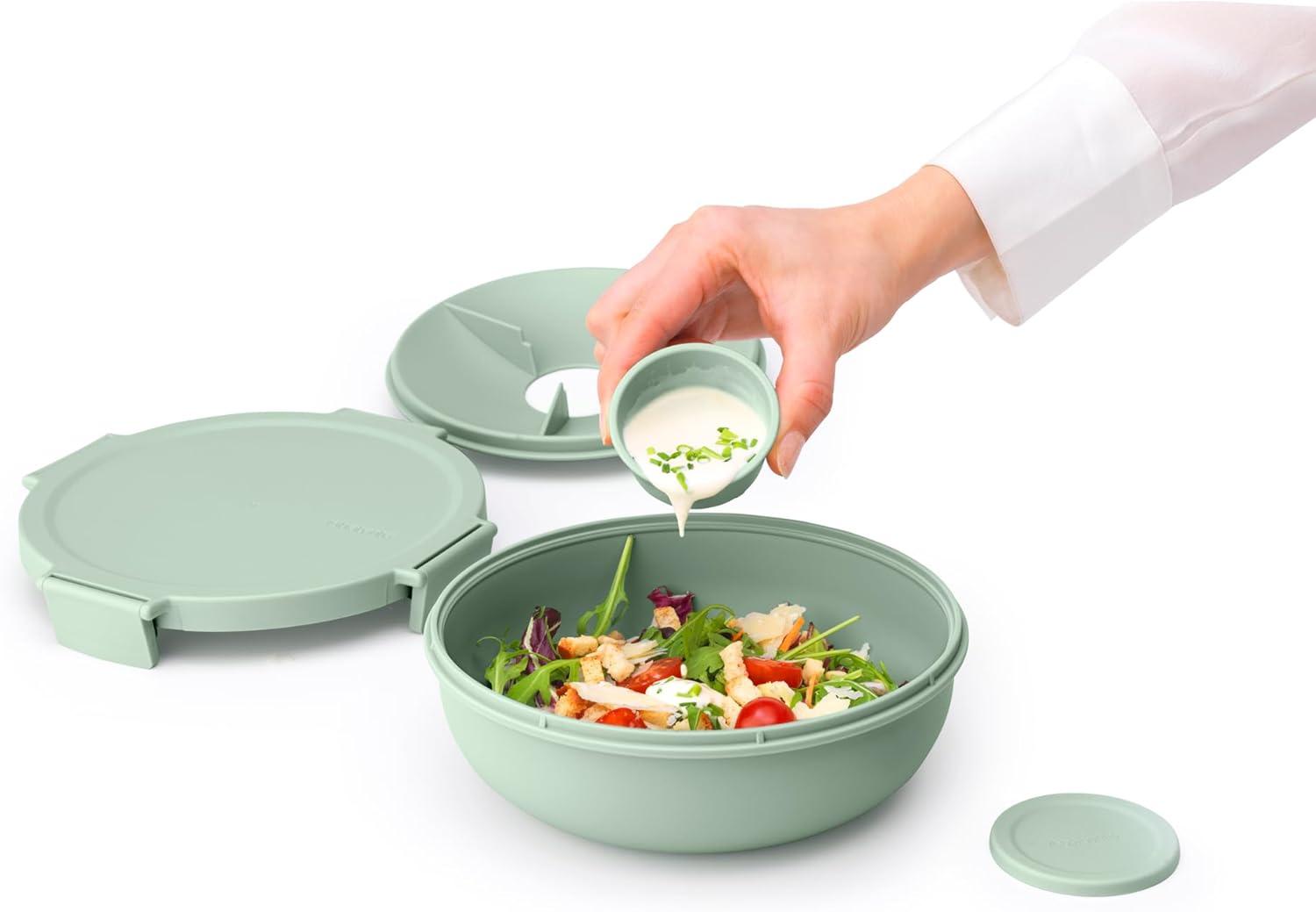 image:imageBrabantia Make amp Take Lunch Bowl Dark Gray 100 Leakproof Convenient Flat Design Microwave amp Freezer Safe Pasta Noodles Meal Prep ContainerJade Green