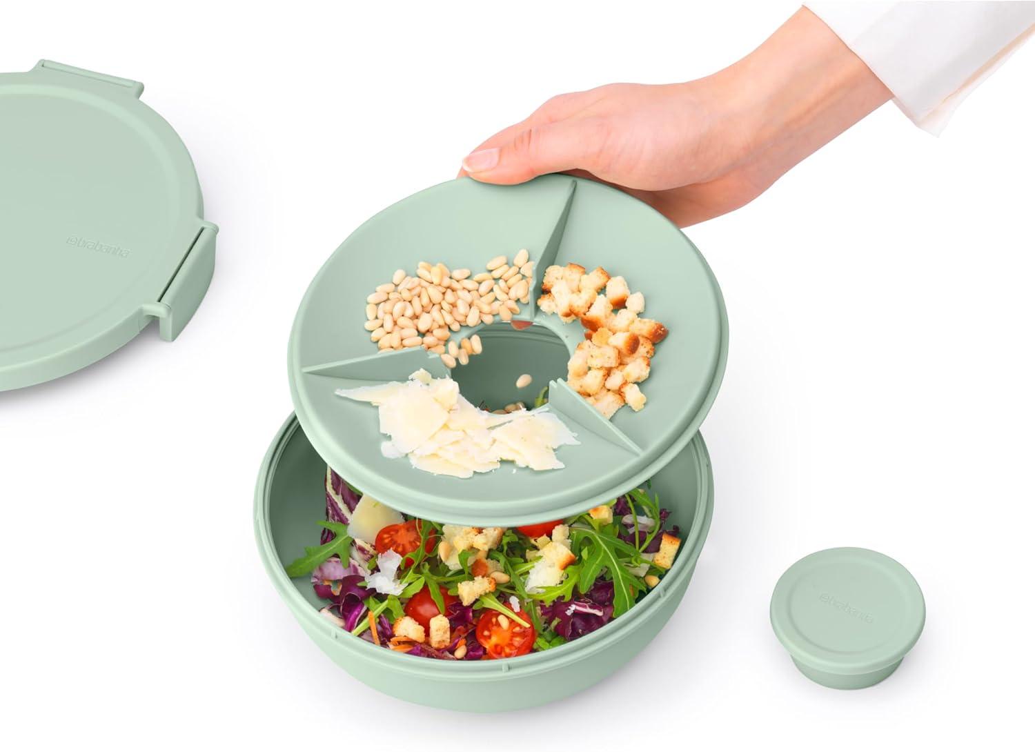 image:imageBrabantia Make amp Take Lunch Bowl Dark Gray 100 Leakproof Convenient Flat Design Microwave amp Freezer Safe Pasta Noodles Meal Prep ContainerJade Green