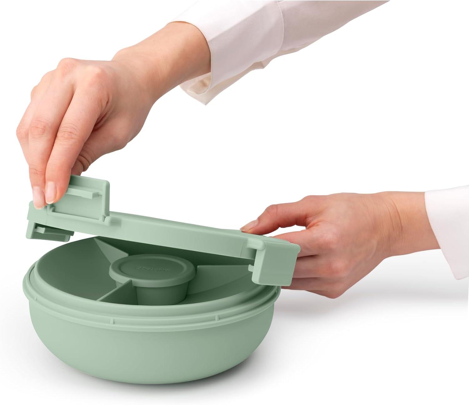 image:imageBrabantia Make amp Take Lunch Bowl Dark Gray 100 Leakproof Convenient Flat Design Microwave amp Freezer Safe Pasta Noodles Meal Prep ContainerJade Green