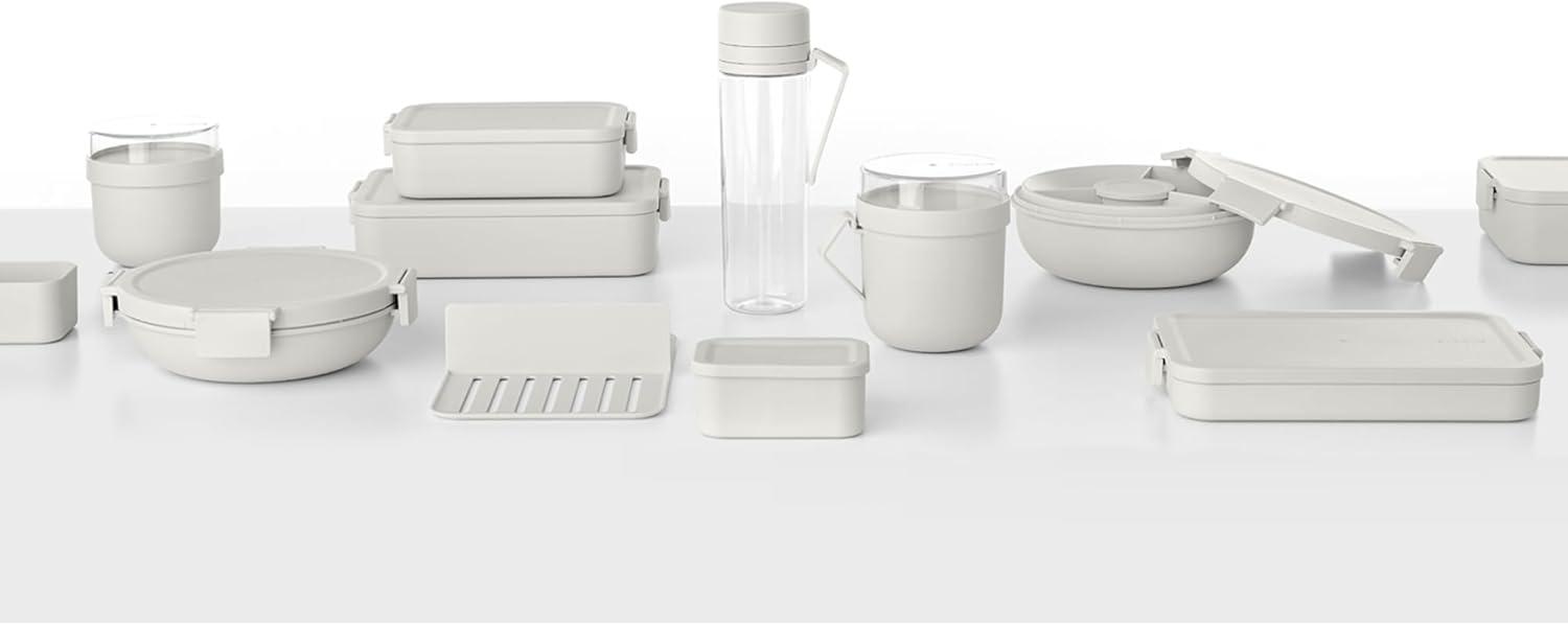 image:imageBrabantia Make amp Take Lunch Bowl Dark Gray 100 Leakproof Convenient Flat Design Microwave amp Freezer Safe Pasta Noodles Meal Prep ContainerLight Grey