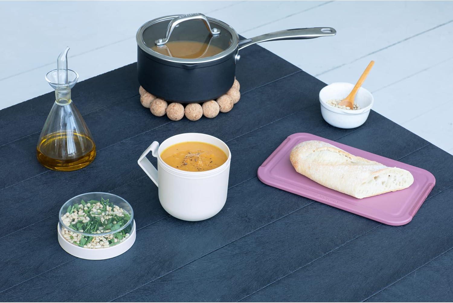 image:imageBrabantia Make amp Take Soup Mug with Handle amp Removable Clear Compartment for Toppings Light Gray 100 Leakproof Microwave amp Freezer Safe Meal Prep Container 20 fl ozLight Gray
