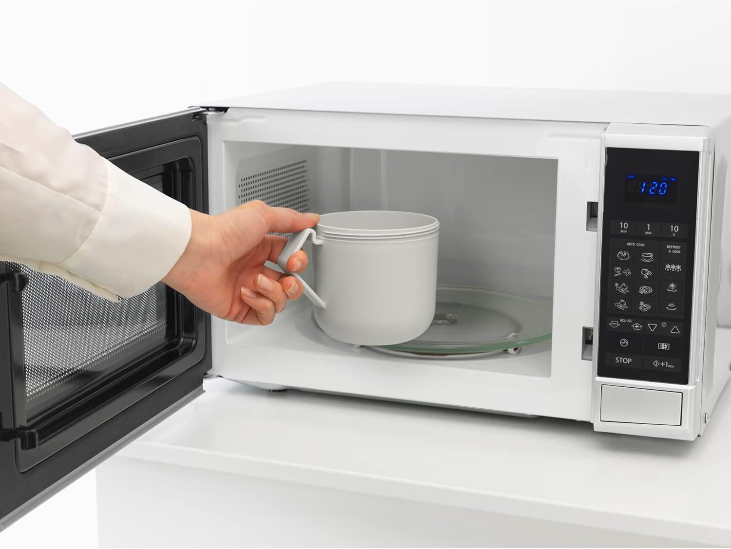 image:imageBrabantia Make amp Take Soup Mug with Handle amp Removable Clear Compartment for Toppings Light Gray 100 Leakproof Microwave amp Freezer Safe Meal Prep Container 20 fl ozLight Gray