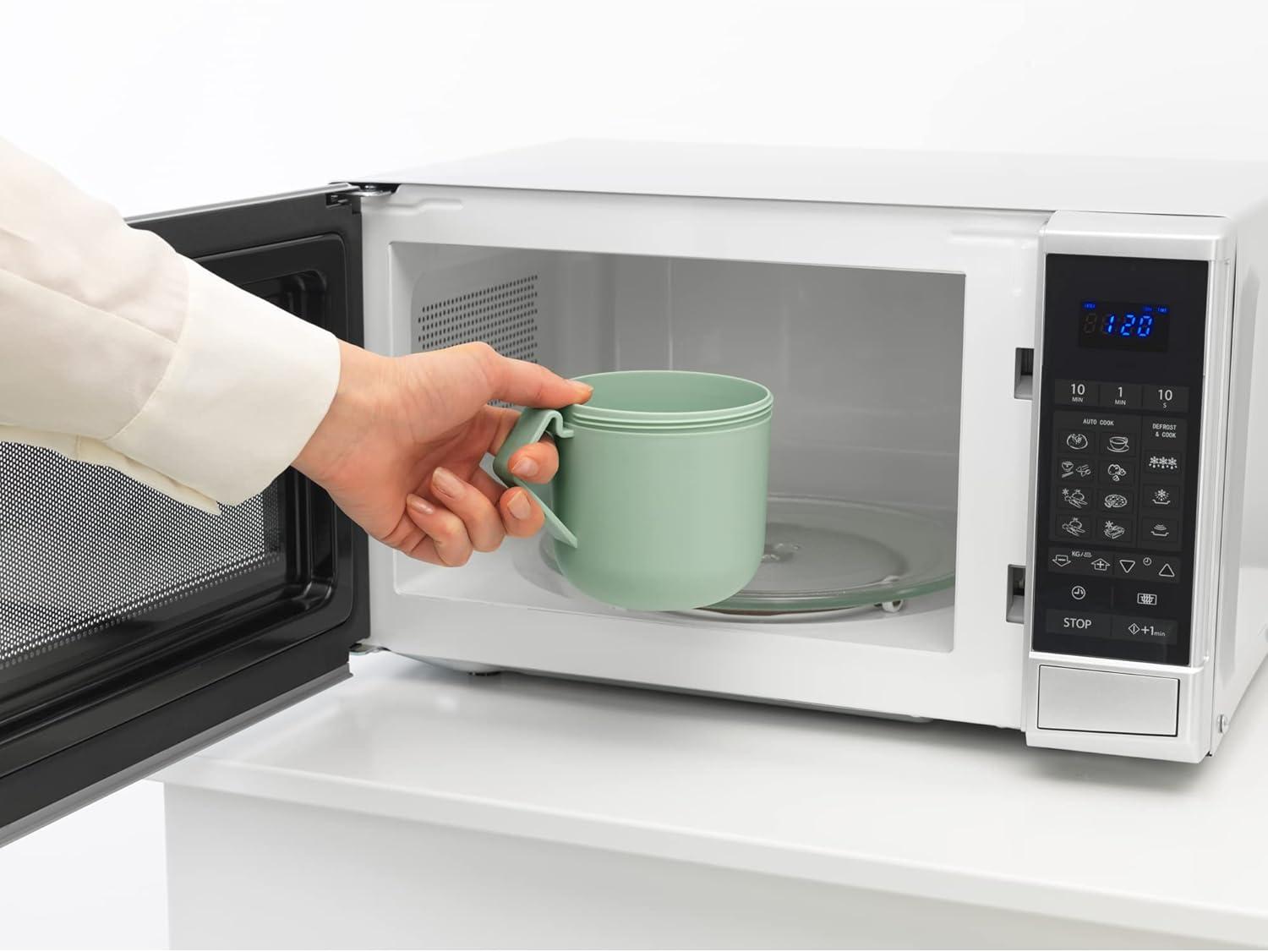 image:imageBrabantia Make amp Take Soup Mug with Handle amp Removable Clear Compartment for Toppings Light Gray 100 Leakproof Microwave amp Freezer Safe Meal Prep Container 20 fl ozJade Green