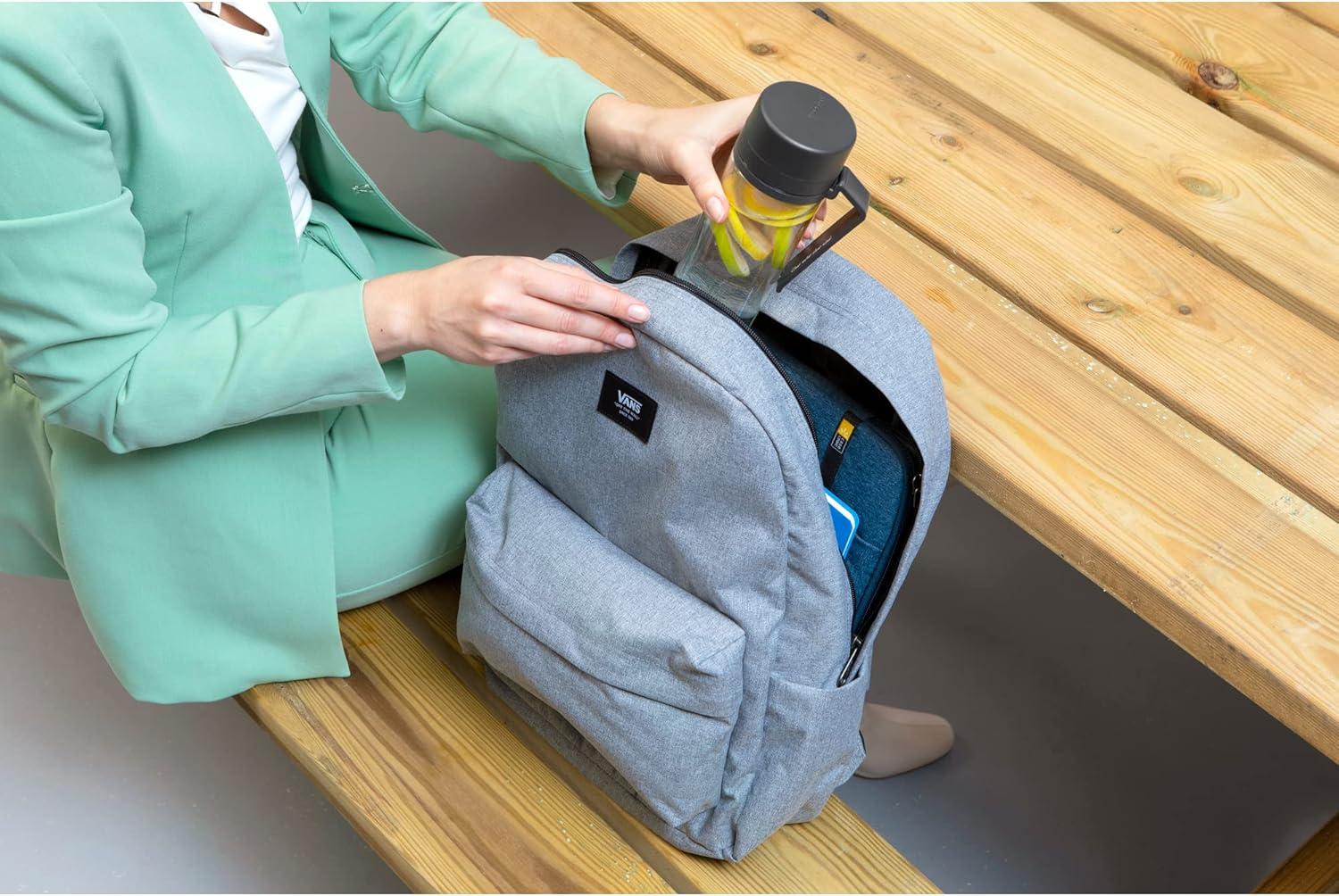 image:imageBrabantia Make amp Take Water Bottle with Fruit Sieve Jade Green 17 fl oz Travel Drinking Bottle with HandleBelt Clip amp Infuser BPAFree Leakproof Dishwasher SafeDark Gray