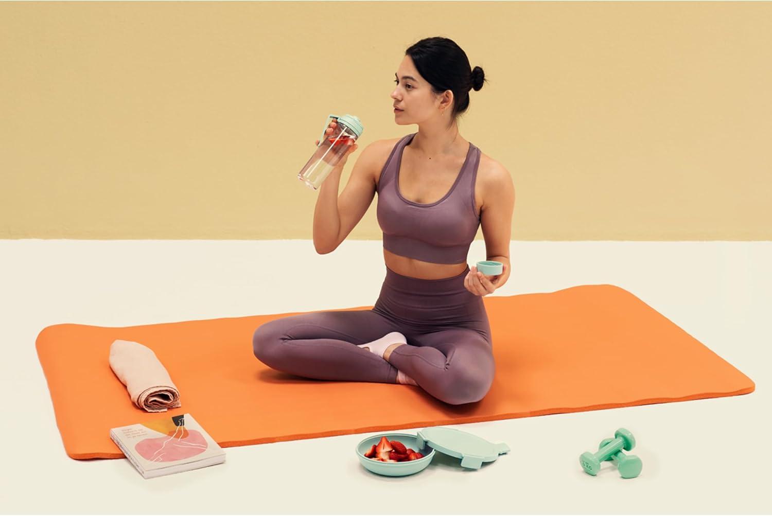 image:imageBrabantia Make amp Take Water Bottle with Fruit Sieve Jade Green 17 fl oz Travel Drinking Bottle with HandleBelt Clip amp Infuser BPAFree Leakproof Dishwasher SafeJade Green