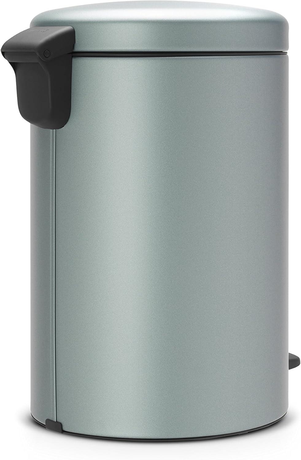 image:imageBrabantia New Icon Step Trash Can 08 GalMatt Black Soft Closing Kitchen GarbageRecycling Can with Removable BucketMetallic Mint