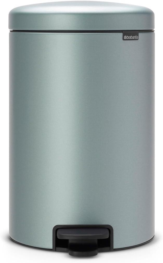 image:imageBrabantia New Icon Step Trash Can 08 GalMatt Black Soft Closing Kitchen GarbageRecycling Can with Removable BucketMetallic Mint