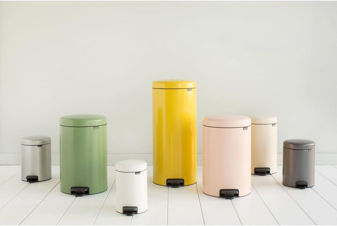 image:imageBrabantia New Icon Step Trash Can 08 GalMatt Black Soft Closing Kitchen GarbageRecycling Can with Removable BucketMetallic Mint
