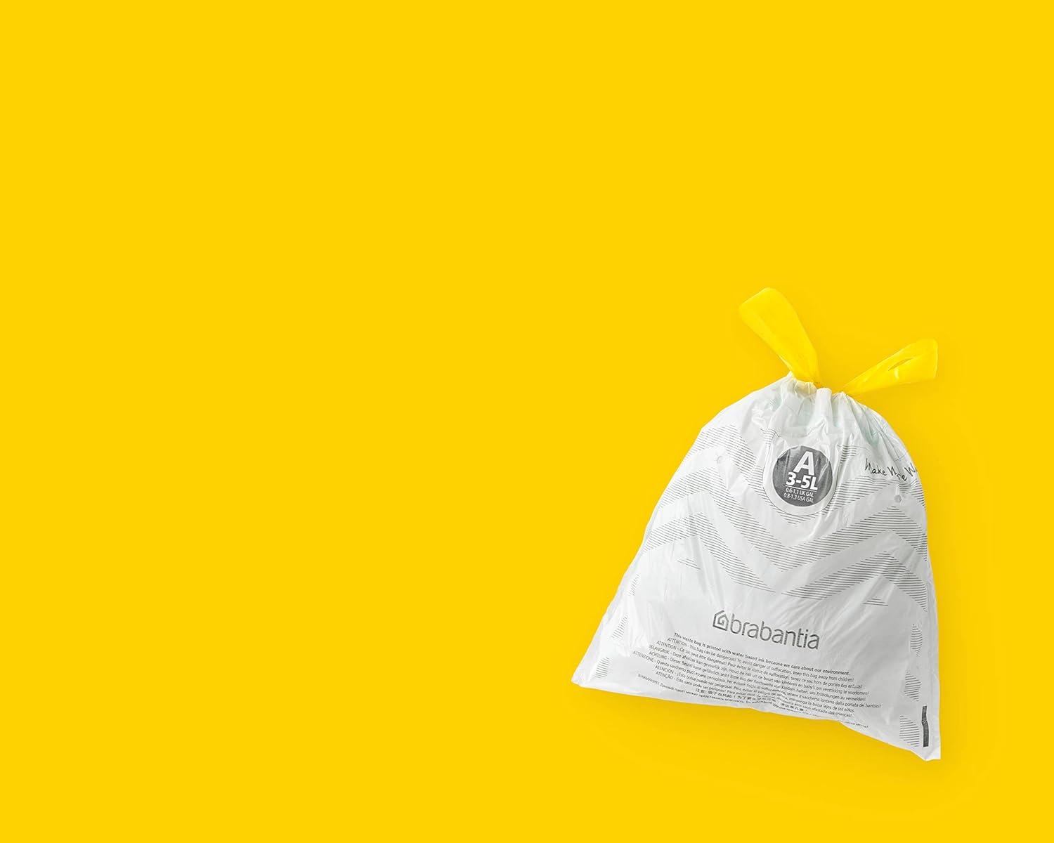 image:imageBrabantia PerfectFit Trash Bags Size O8 Gal Thick Plastic Trash Can Liners with Drawstring Handles 40 BagsWhite Code A