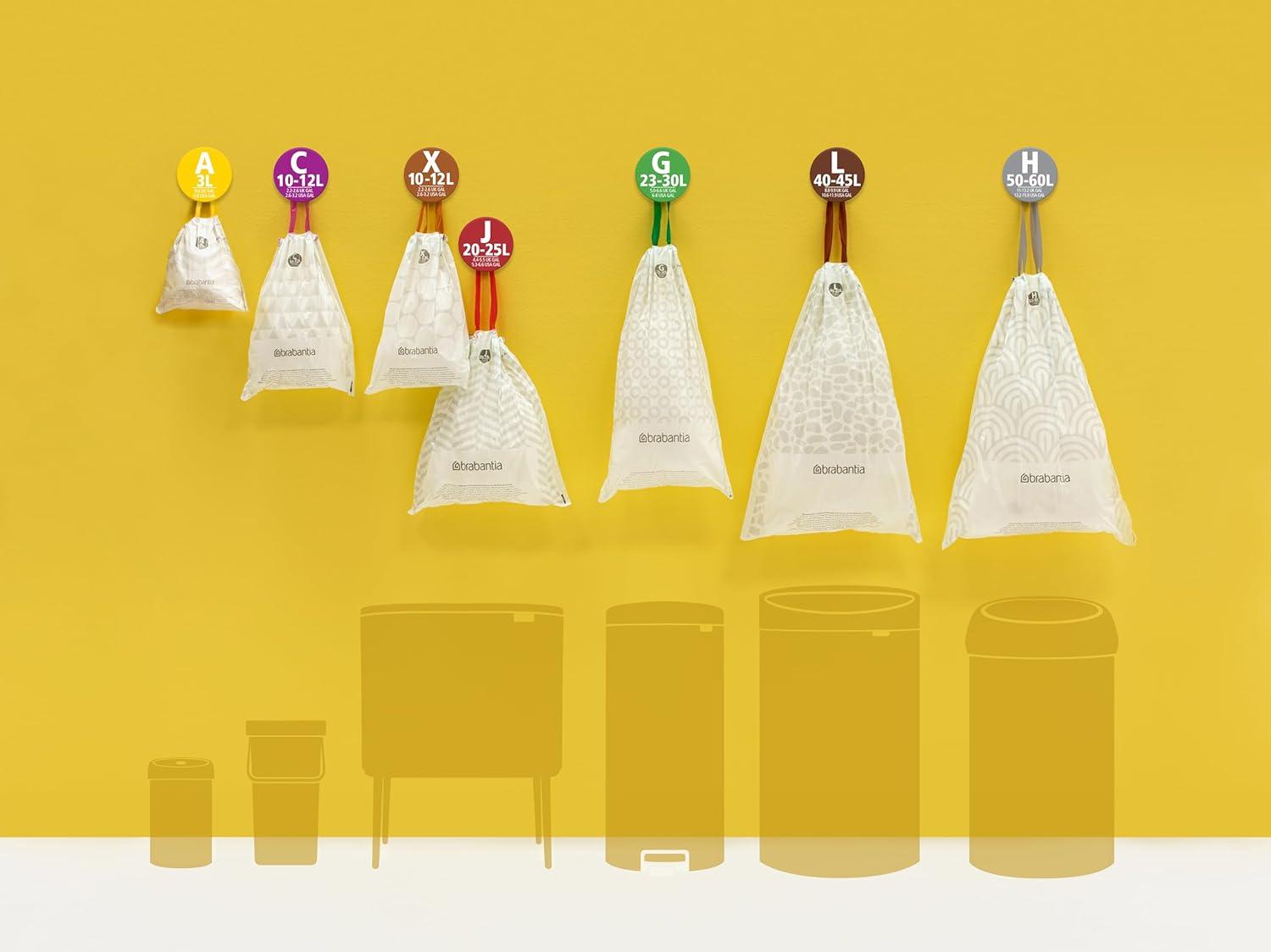 image:imageBrabantia PerfectFit Trash Bags Size O8 Gal Thick Plastic Trash Can Liners with Drawstring Handles 40 BagsWhite