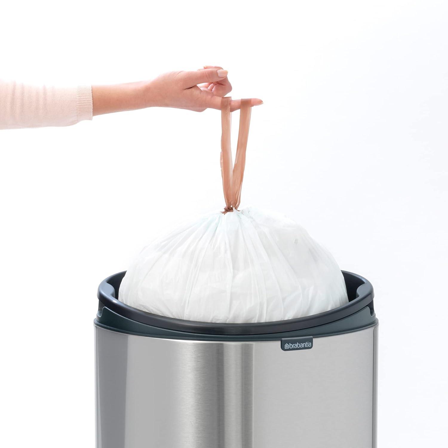 image:imageBrabantia PressTop Kitchen Trash Can SteelBlack 8 Gallon 30L Home Trash Can with SoftTouch StayOpen Lid amp Removable Inner Bucket Trash BagsPlatinum