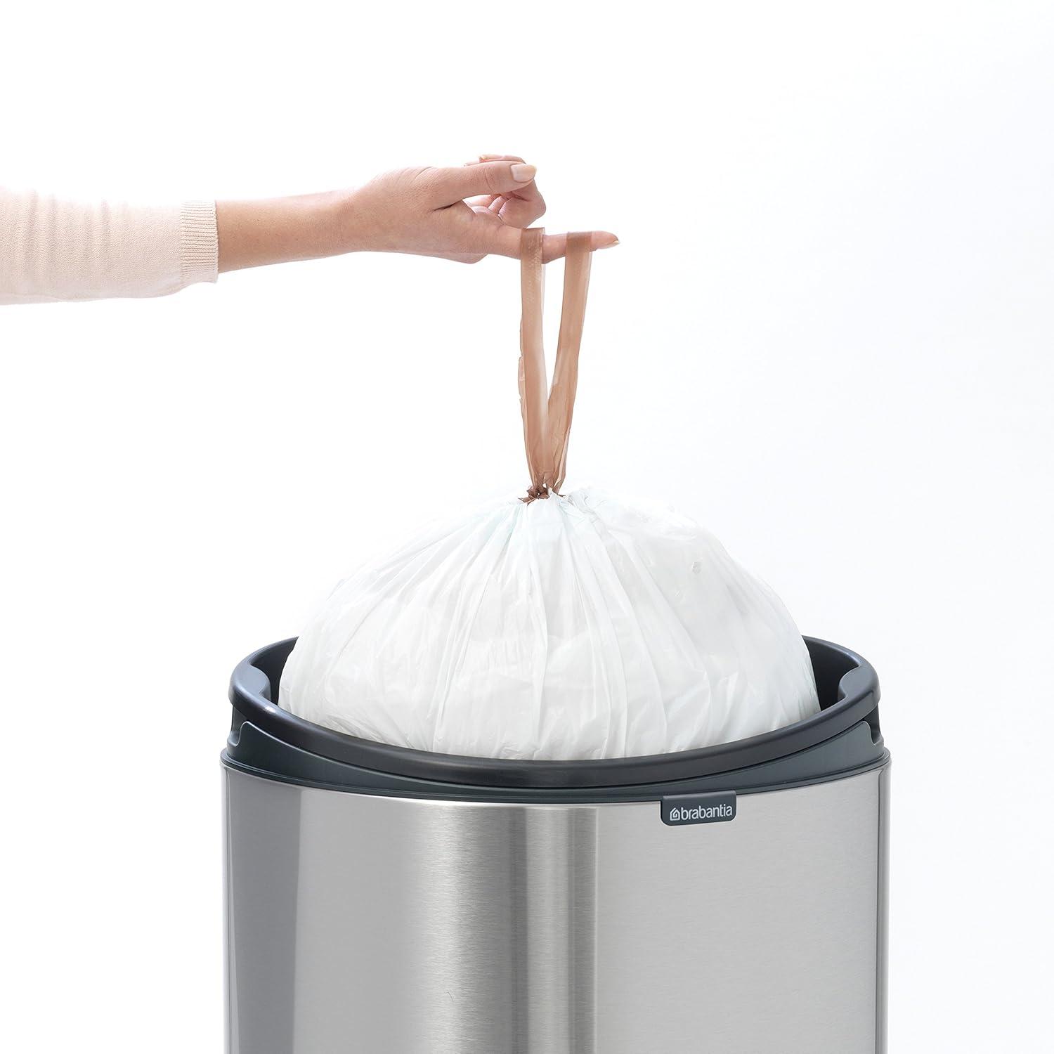 image:imageBrabantia PressTop Kitchen Trash Can SteelBlack 8 Gallon 30L Home Trash Can with SoftTouch StayOpen Lid amp Removable Inner Bucket Trash BagsWhite