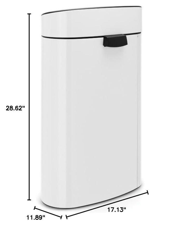 image:imageBrabantia PressTop Kitchen Trash Can SteelBlack 8 Gallon 30L Home Trash Can with SoftTouch StayOpen Lid amp Removable Inner Bucket Trash BagsWhite
