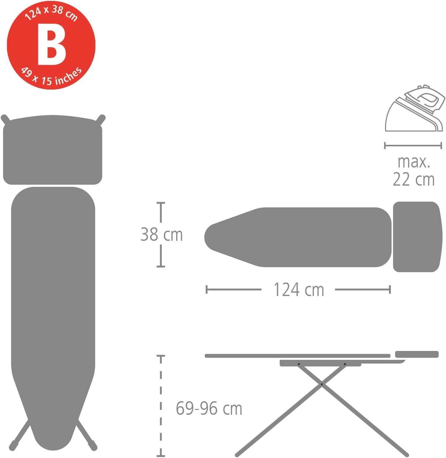 image:imageBrabantia Size B Ironing Board 49x15 in 7 Height Options Solid Steam Unit Rest Holder Denim Black NonSlip Feet AntiCollapse Child LocksFresh Breeze