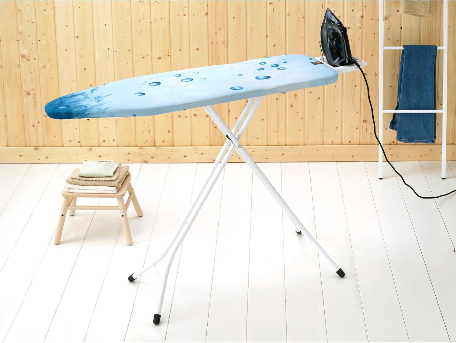 image:imageBrabantia Size B Ironing Board 49x15 in 7 Height Options Solid Steam Unit Rest Holder Denim Black NonSlip Feet AntiCollapse Child LocksIce Water