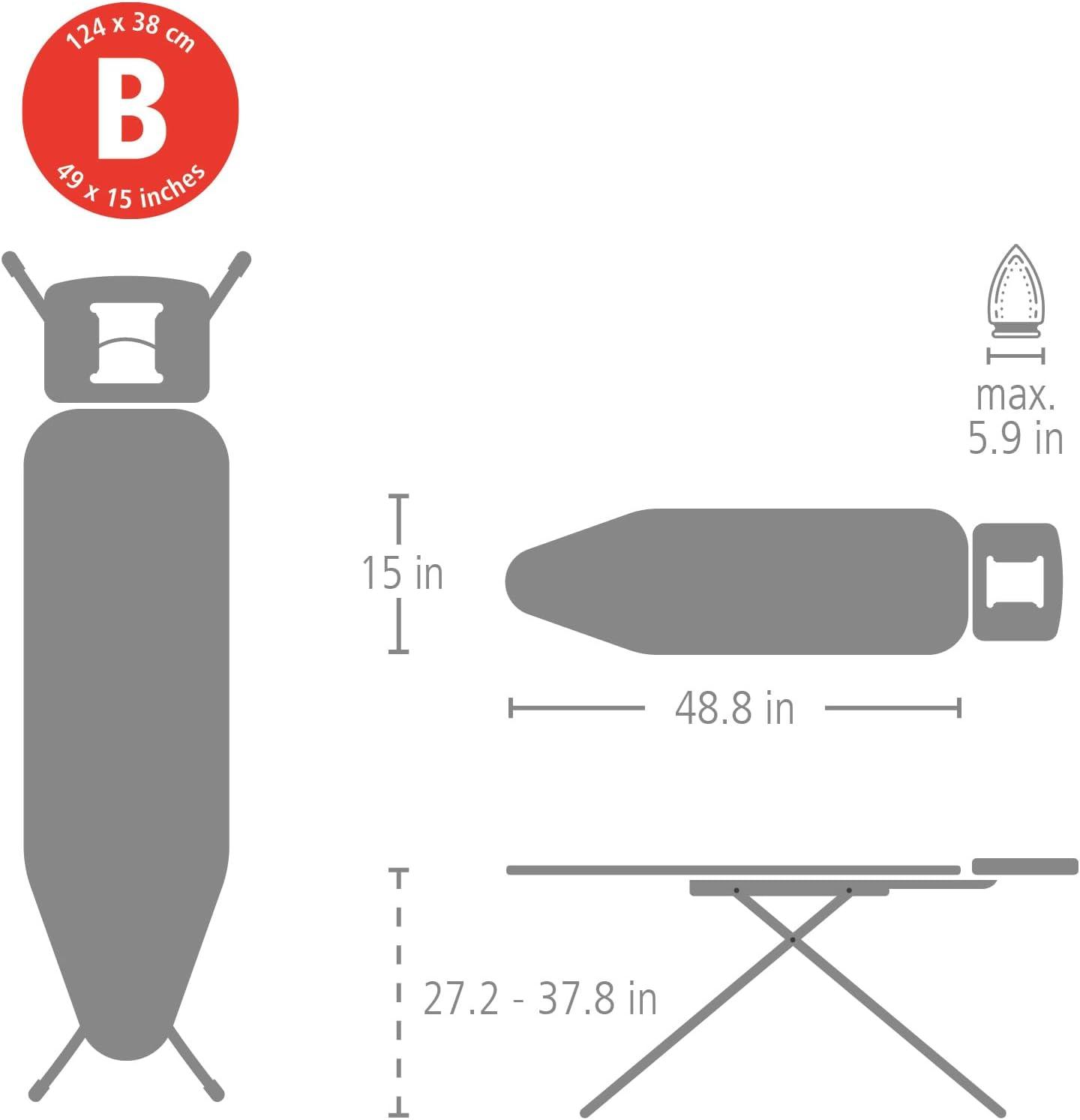 image:imageBrabantia Size B Ironing Board 49x15 in 7 Height Options Solid Steam Unit Rest Holder Denim Black NonSlip Feet AntiCollapse Child LocksNew Dawn