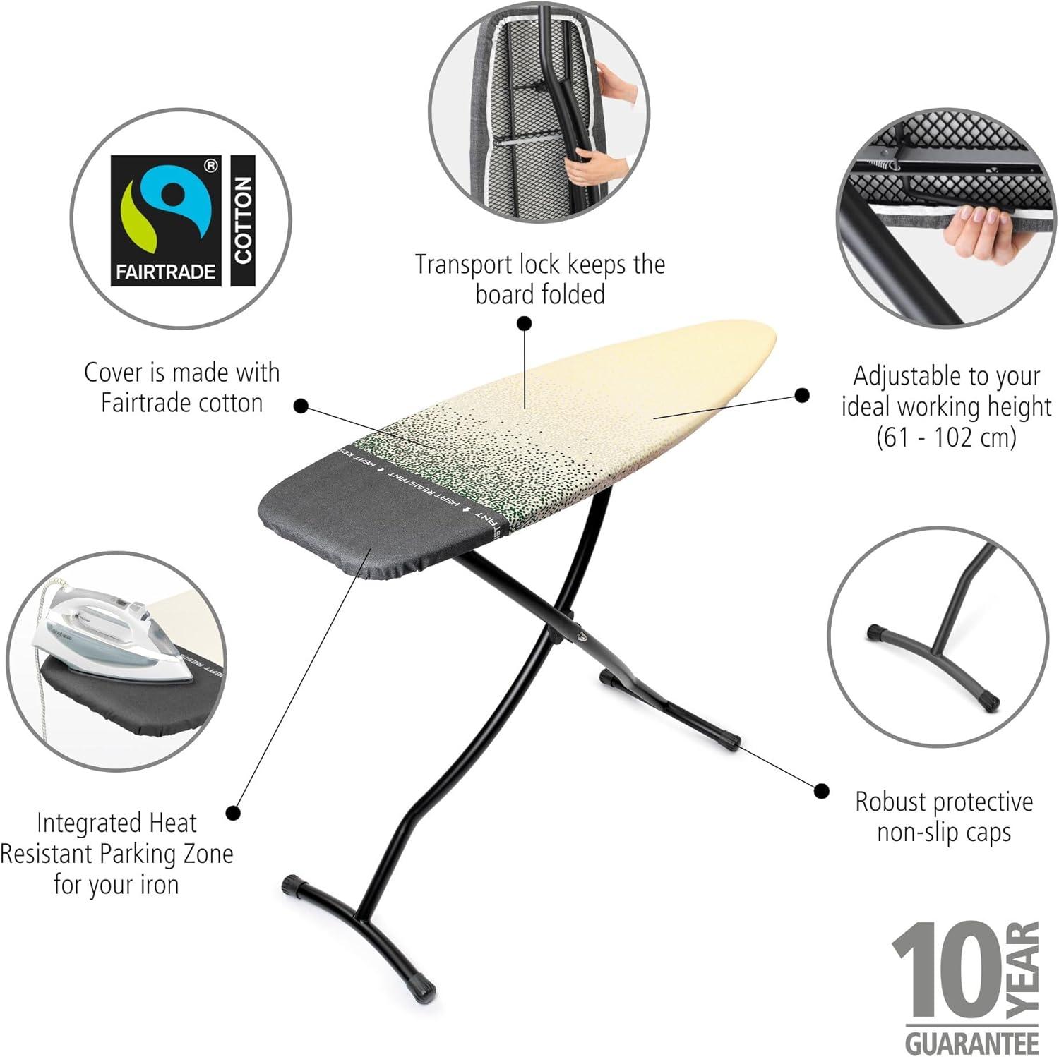 image:imageBrabantia Size B Ironing Board 49x15 in 7 Height Options Solid Steam Unit Rest Holder Denim Black NonSlip Feet AntiCollapse Child LocksNew Dawn
