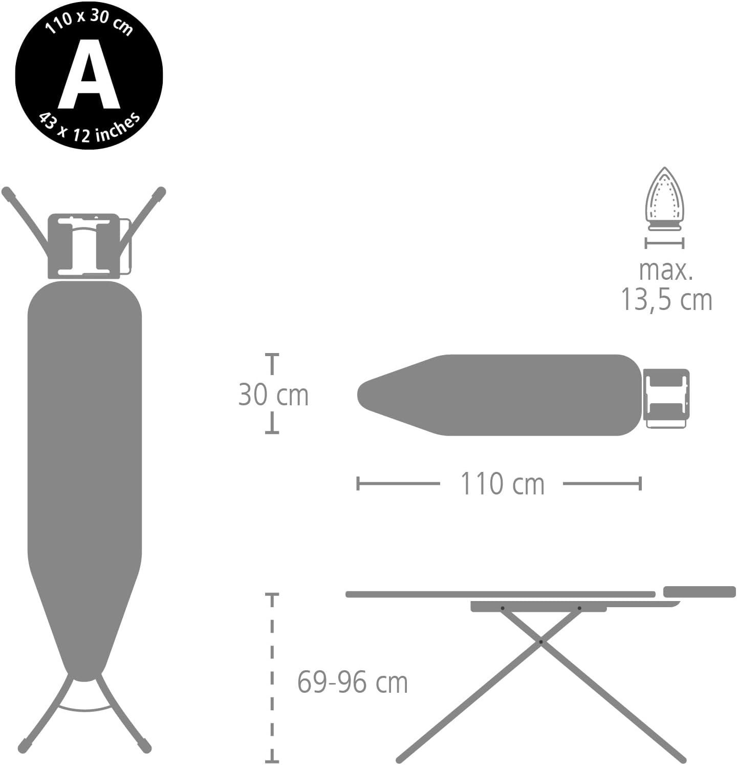 image:imageBrabantia Size B Ironing Board 49x15 in 7 Height Options Solid Steam Unit Rest Holder Denim Black NonSlip Feet AntiCollapse Child LocksNew Dawn