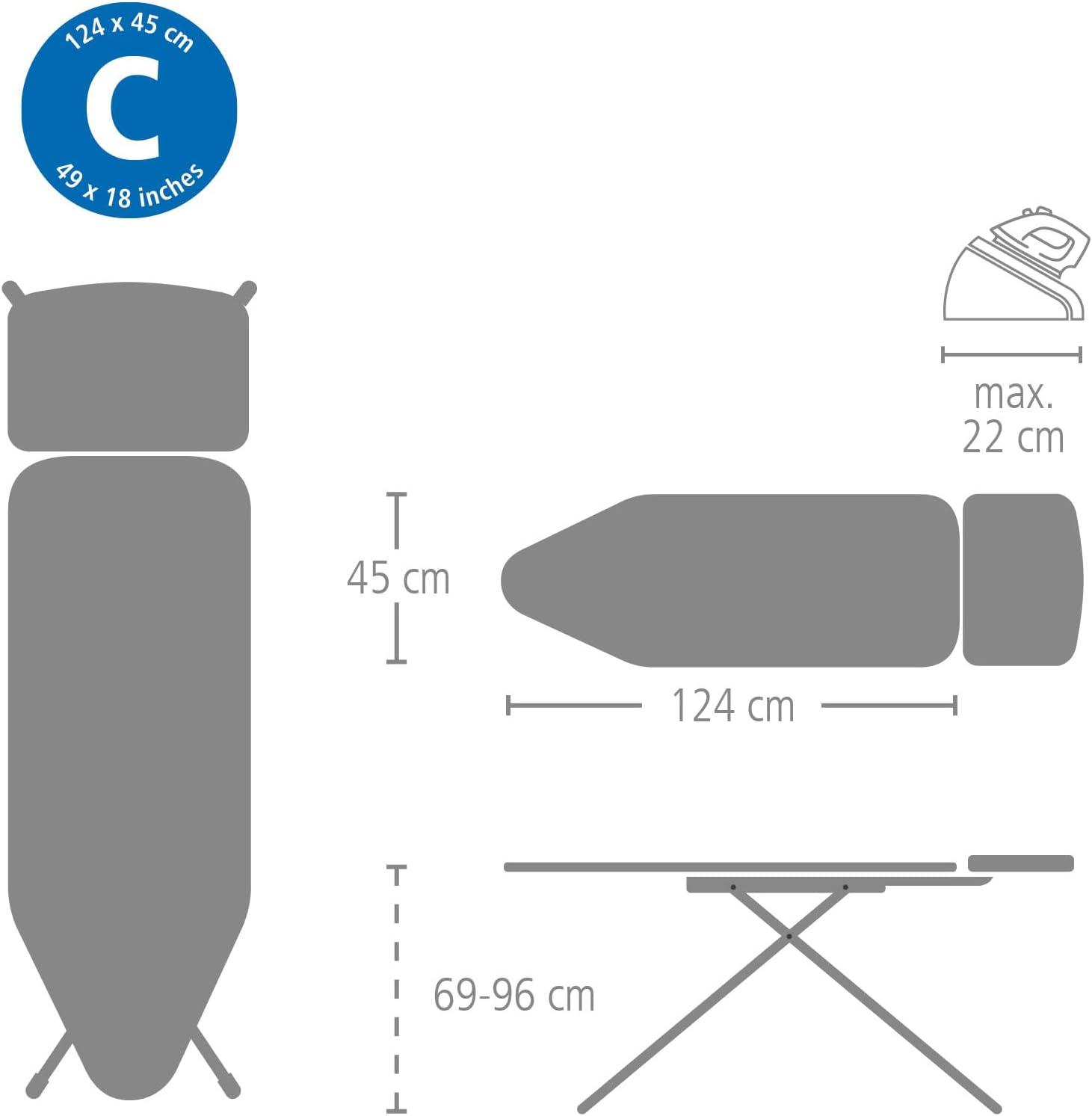 image:imageBrabantia Size B Ironing Board 49x15 in 7 Height Options Solid Steam Unit Rest Holder Denim Black NonSlip Feet AntiCollapse Child LocksNew Dawn