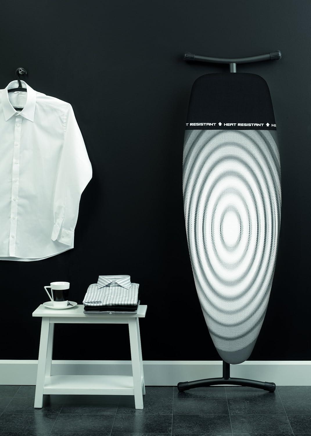image:imageBrabantia Size B Ironing Board 49x15 in 7 Height Options Solid Steam Unit Rest Holder Denim Black NonSlip Feet AntiCollapse Child LocksTitan Oval