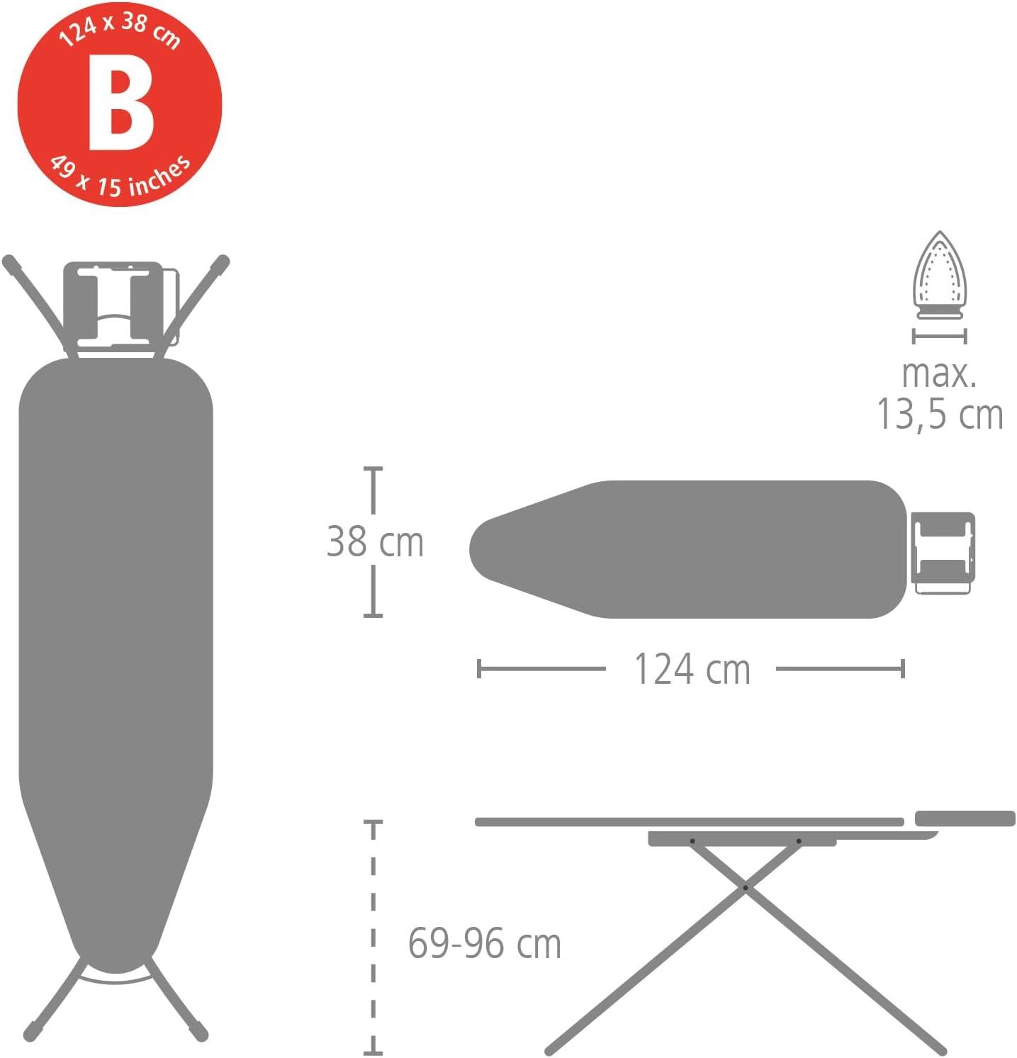 image:imageBrabantia Size B Ironing Board 49x15 in 7 Height Options Solid Steam Unit Rest Holder Denim Black NonSlip Feet AntiCollapse Child LocksTitan Oval