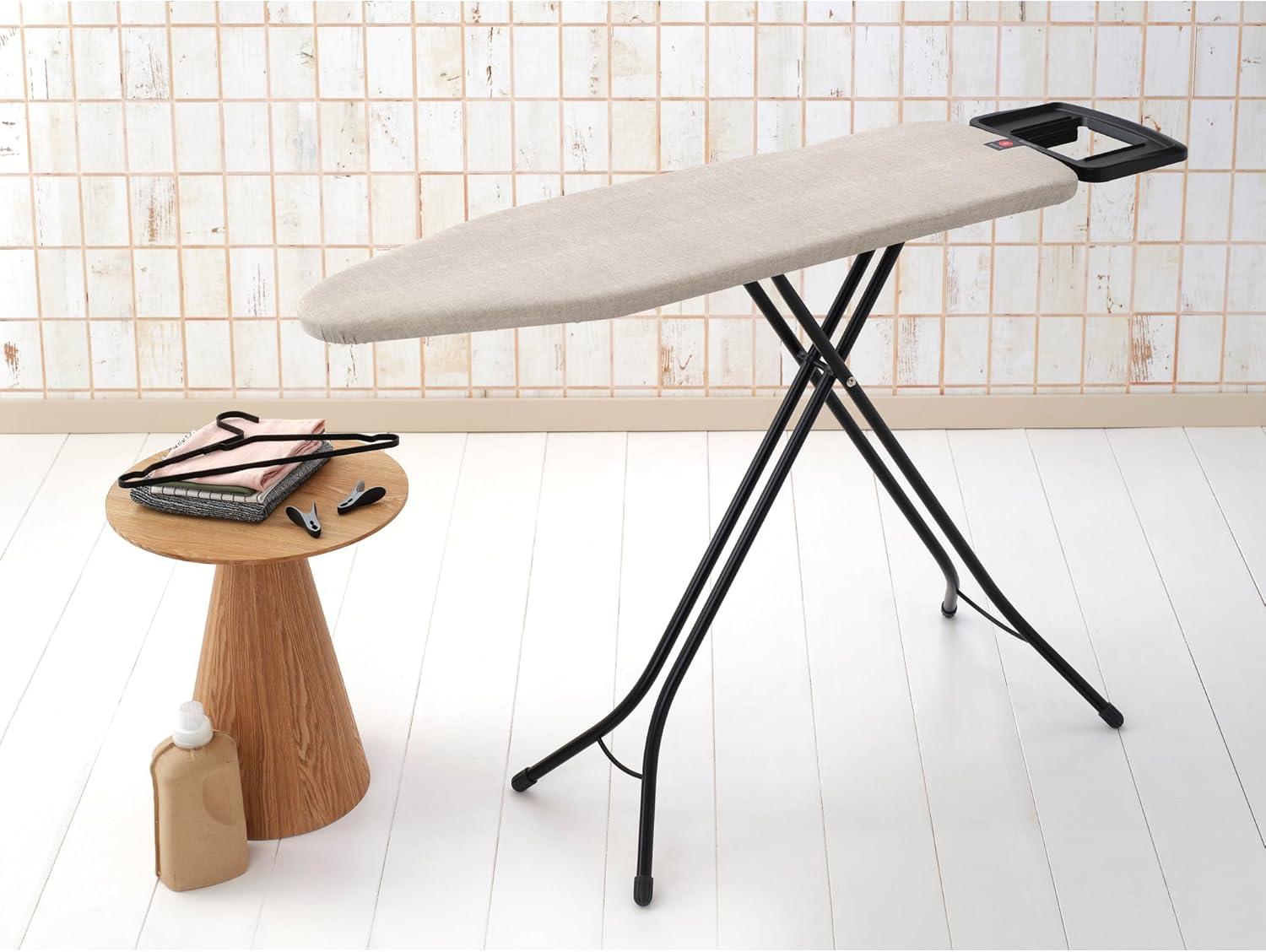 image:imageBrabantia Size C Ironing Board 49x18 in 7 Height Options Solid Steam Iron Rest Holder Ecru NonSlip Feet AntiCollapse Child LocksDenim Gray
