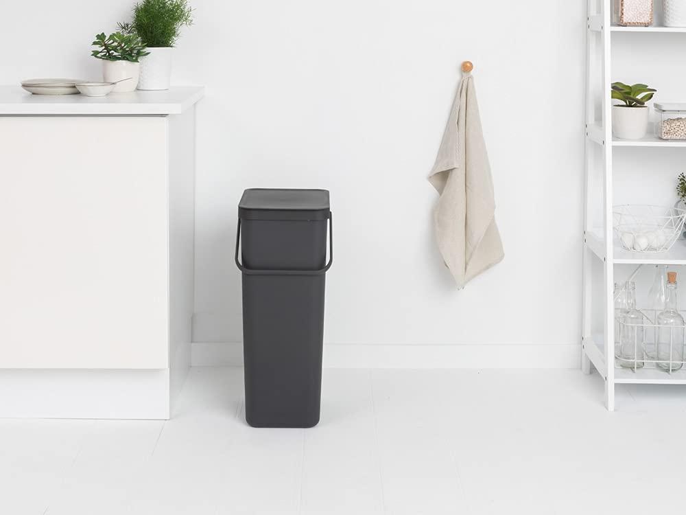 image:imageBrabantia Sort amp Go Kitchen Countertop Food Scraps Compost Bin XS 16 Gal 6L Light Gray Removable StayOpen Lid Carry Handle EasyClean Recycling Box WallMounting Bracket IncludedGray
