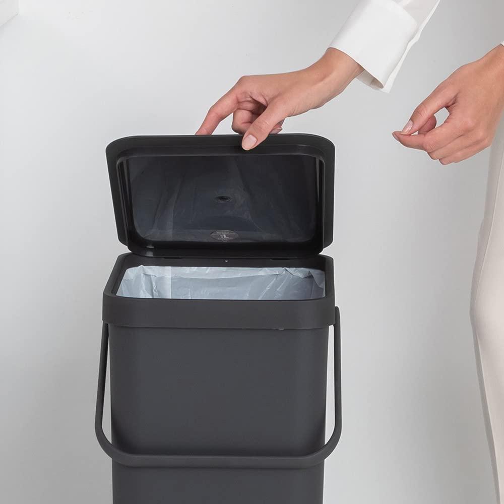 image:imageBrabantia Sort amp Go Kitchen Countertop Food Scraps Compost Bin XS 16 Gal 6L Light Gray Removable StayOpen Lid Carry Handle EasyClean Recycling Box WallMounting Bracket IncludedGray