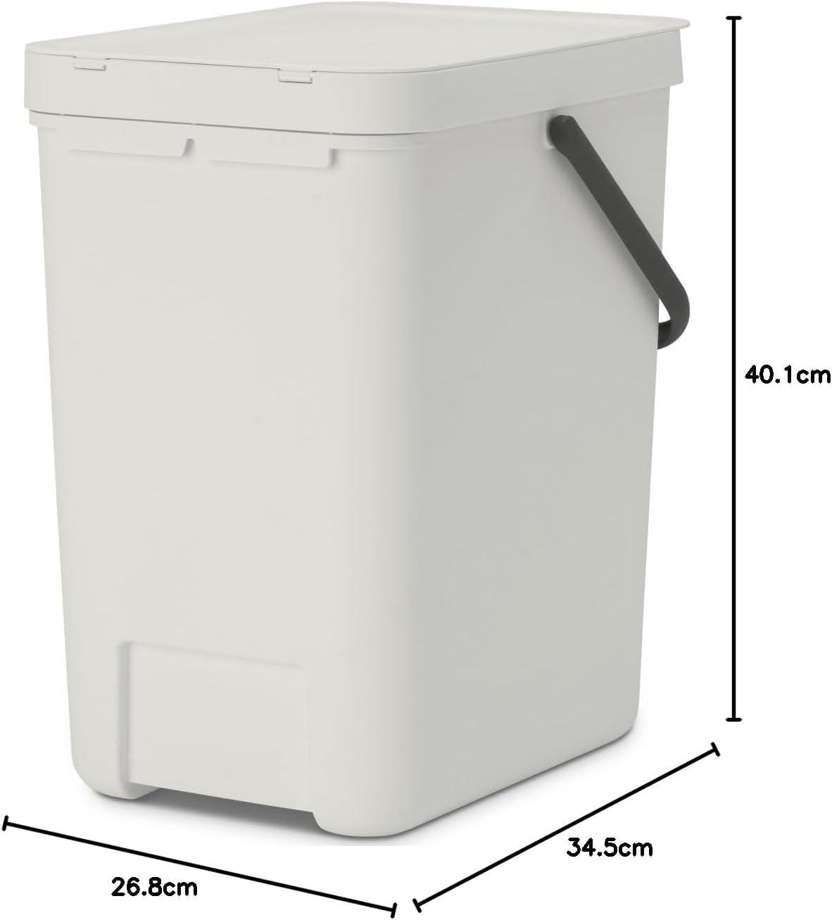 image:imageBrabantia Sort amp Go Kitchen Countertop Food Scraps Compost Bin XS 16 Gal 6L Light Gray Removable StayOpen Lid Carry Handle EasyClean Recycling Box WallMounting Bracket IncludedGray