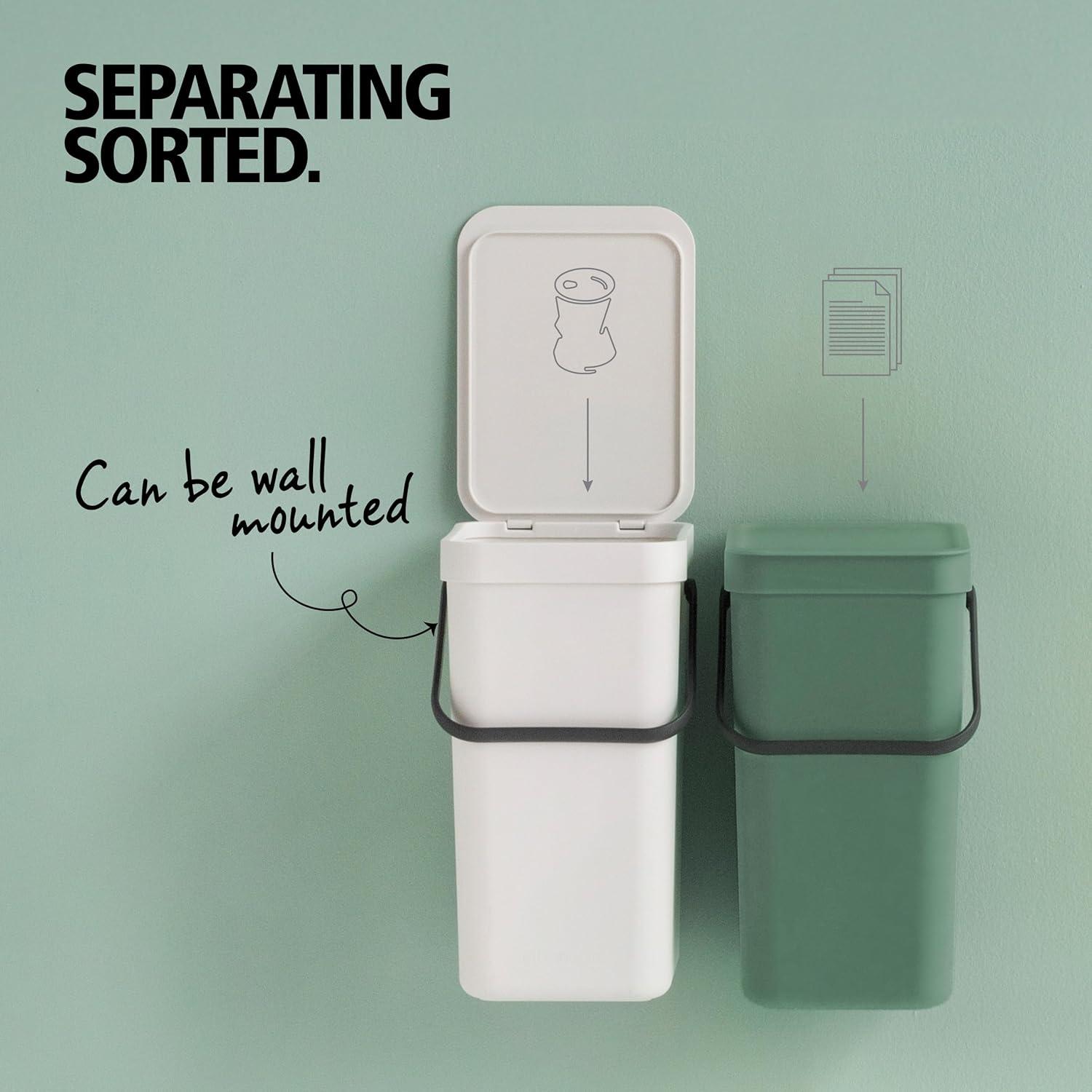 image:imageBrabantia Sort amp Go Kitchen Countertop Food Scraps Compost Bin XS 16 Gal 6L Light Gray Removable StayOpen Lid Carry Handle EasyClean Recycling Box WallMounting Bracket IncludedGray