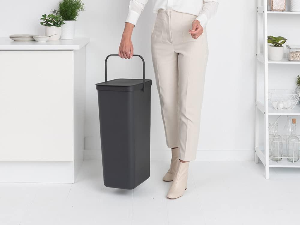 image:imageBrabantia Sort amp Go Kitchen Countertop Food Scraps Compost Bin XS 16 Gal 6L Light Gray Removable StayOpen Lid Carry Handle EasyClean Recycling Box WallMounting Bracket IncludedGray