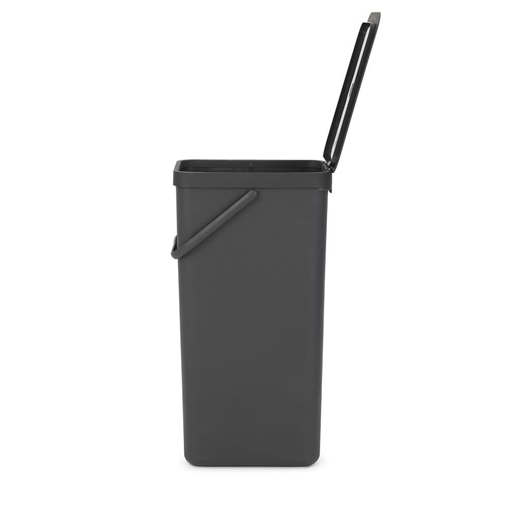image:imageBrabantia Sort amp Go Kitchen Countertop Food Scraps Compost Bin XS 16 Gal 6L Light Gray Removable StayOpen Lid Carry Handle EasyClean Recycling Box WallMounting Bracket IncludedGray