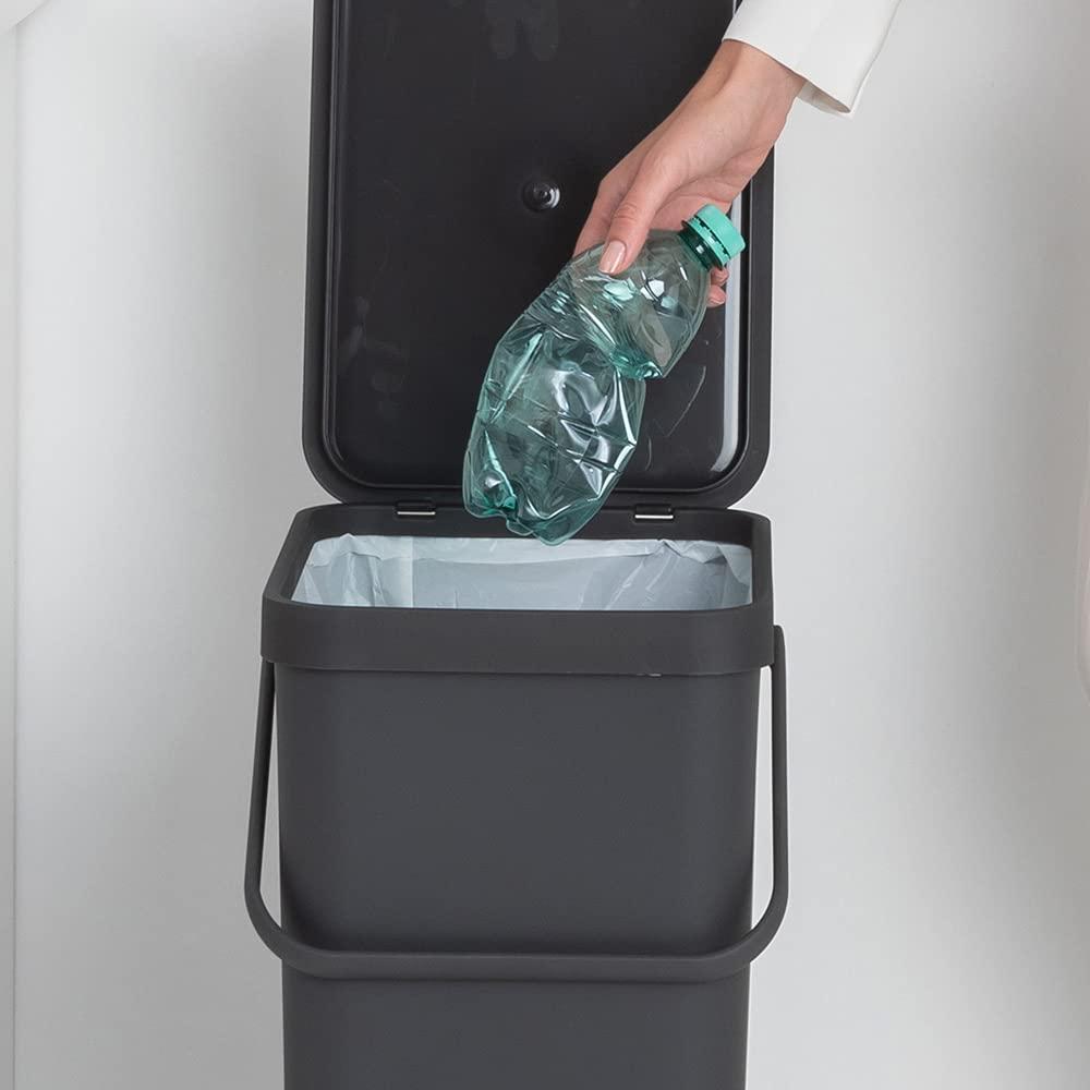 image:imageBrabantia Sort amp Go Kitchen Countertop Food Scraps Compost Bin XS 16 Gal 6L Light Gray Removable StayOpen Lid Carry Handle EasyClean Recycling Box WallMounting Bracket IncludedGray
