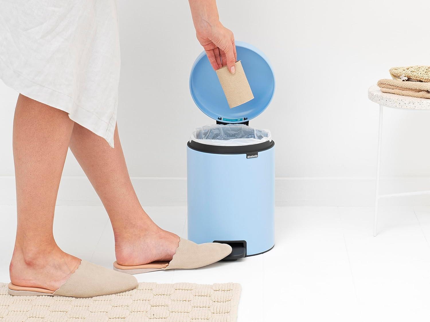 image:imageBrabantia StepOn XS Trash Can Metallic Gold 08 Gallon 3L Bathroom Bedroom Office Trash Can with Light Pedal Opening Handle amp Removable Inner Bucket 66 x 93 x 104 Trash BagsDreamy Blue