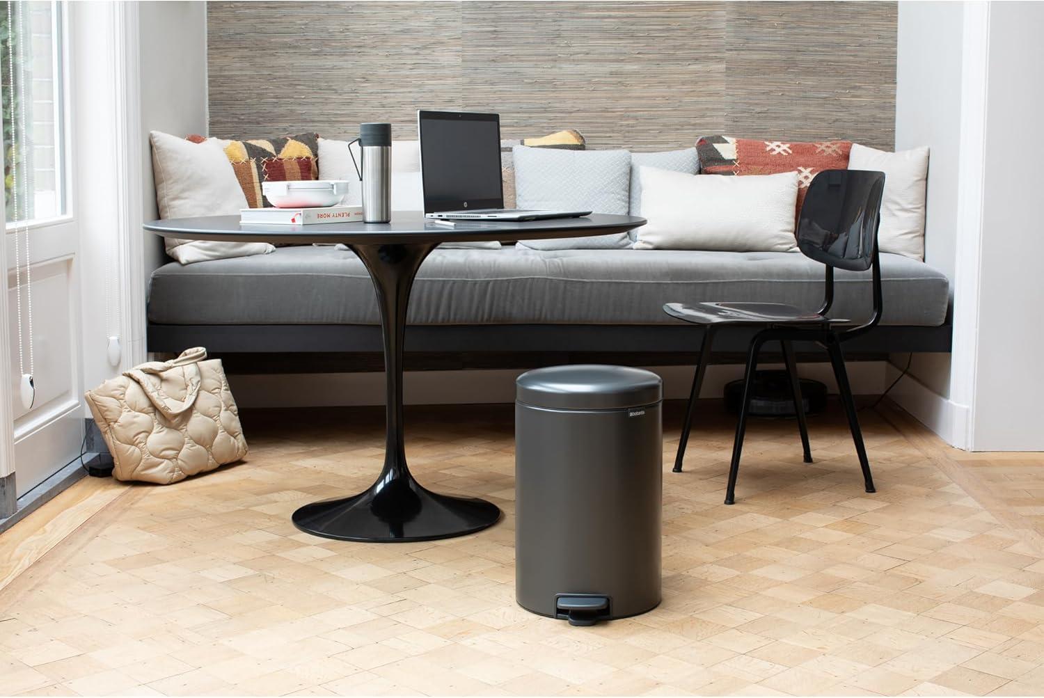 image:imageBrabantia StepOn XS Trash Can Metallic Gold 08 Gallon 3L Bathroom Bedroom Office Trash Can with Light Pedal Opening Handle amp Removable Inner Bucket 66 x 93 x 104 Trash BagsConfident Gray