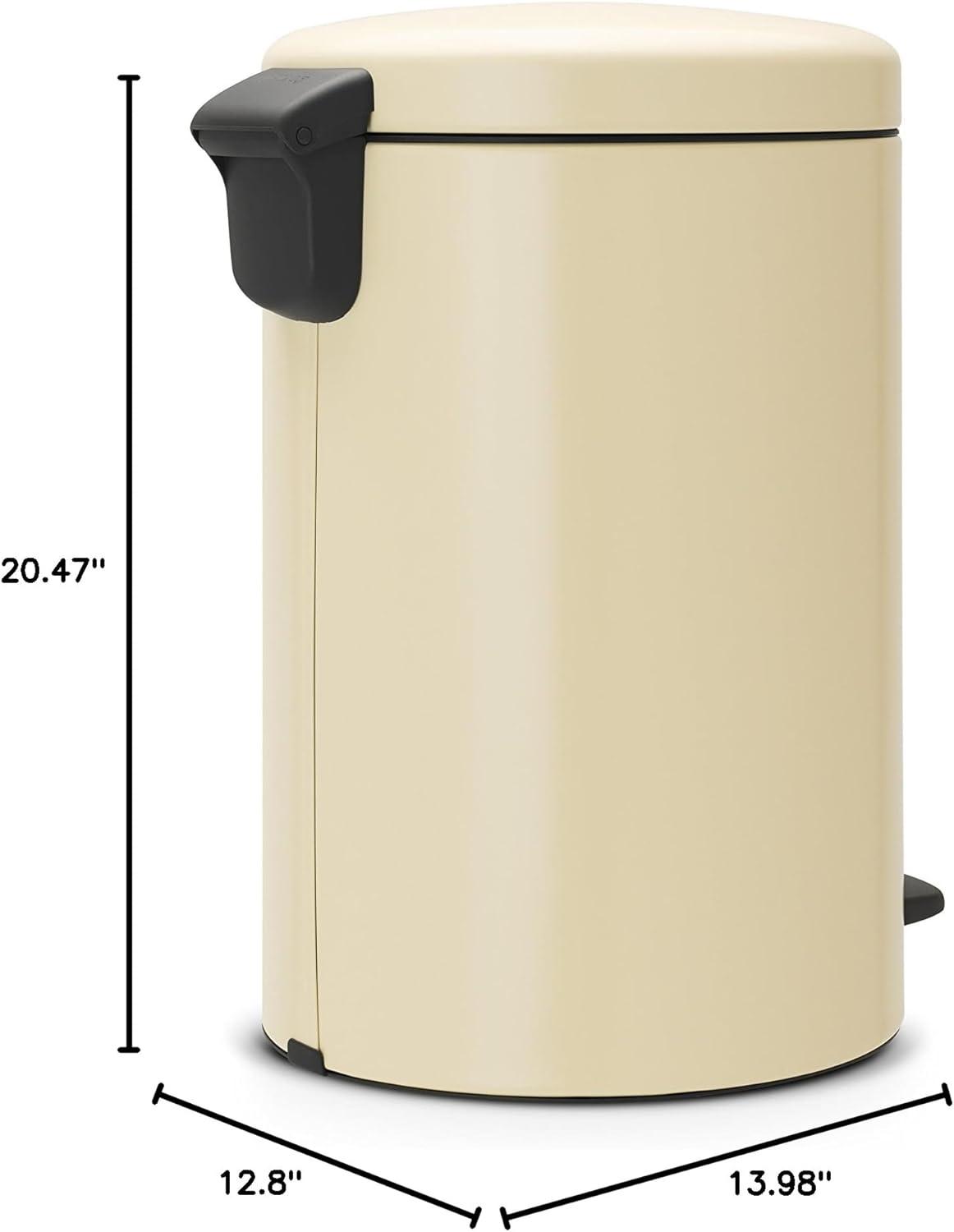 image:imageBrabantia StepOn XS Trash Can Metallic Gold 08 Gallon 3L Bathroom Bedroom Office Trash Can with Light Pedal Opening Handle amp Removable Inner Bucket 66 x 93 x 104 Trash BagsAlmond