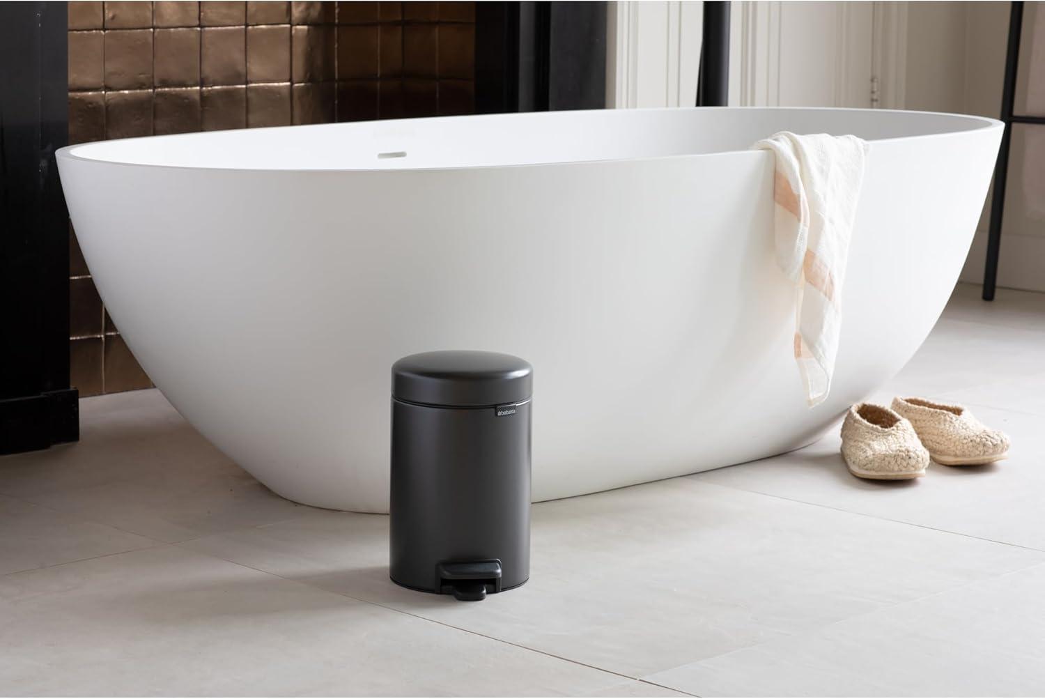 image:imageBrabantia StepOn XS Trash Can Metallic Gold 08 Gallon 3L Bathroom Bedroom Office Trash Can with Light Pedal Opening Handle amp Removable Inner Bucket 66 x 93 x 104 Trash BagsConfident Gray
