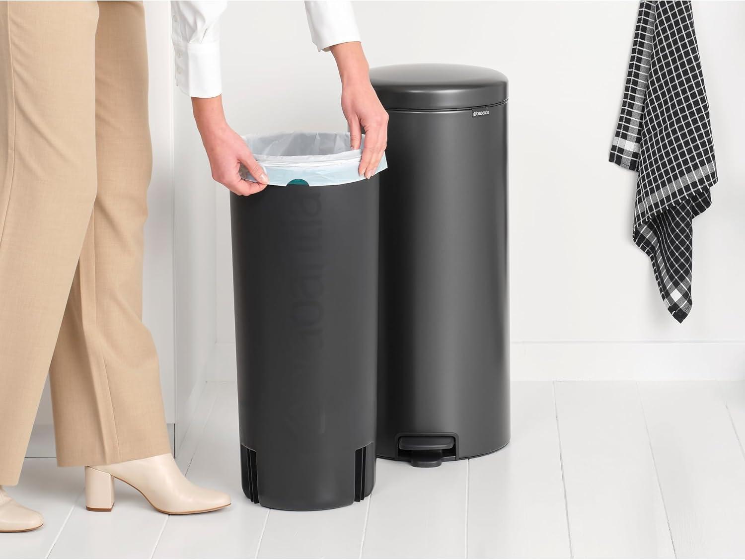 image:imageBrabantia StepOn XS Trash Can Metallic Gold 08 Gallon 3L Bathroom Bedroom Office Trash Can with Light Pedal Opening Handle amp Removable Inner Bucket 66 x 93 x 104 Trash BagsConfident Gray