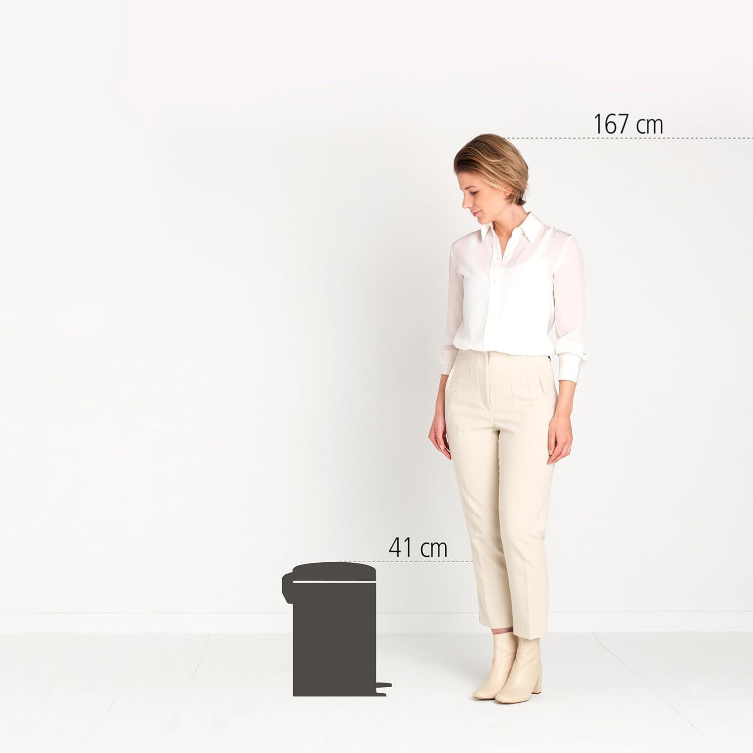 image:imageBrabantia StepOn XS Trash Can Metallic Gold 08 Gallon 3L Bathroom Bedroom Office Trash Can with Light Pedal Opening Handle amp Removable Inner Bucket 66 x 93 x 104 Trash BagsWhite